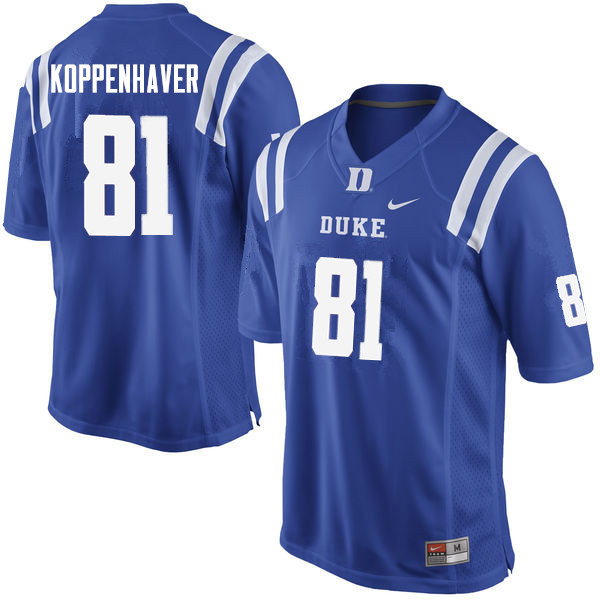 Men #81 Davis Koppenhaver Duke Blue Devils College Football Jerseys Sale-Blue - Click Image to Close